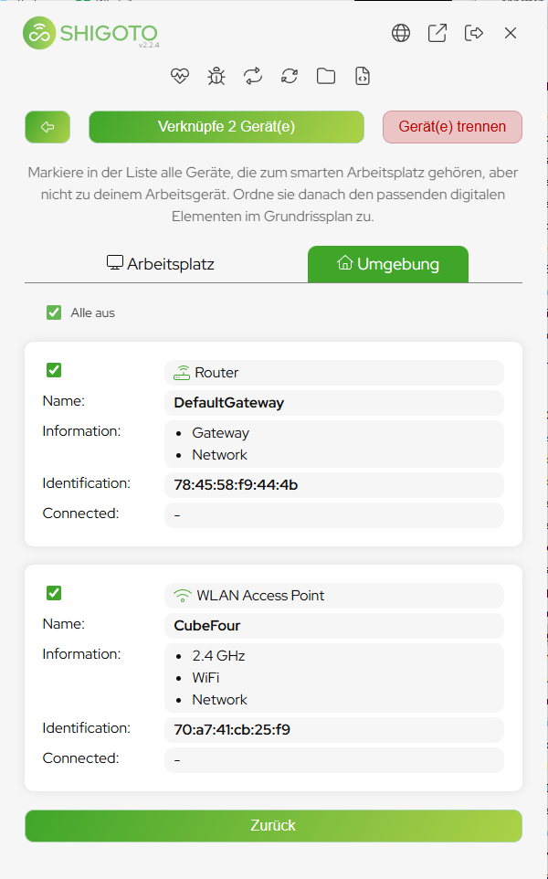 Environment tab with a router and a WiFi access point